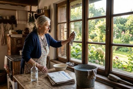 Babské rady mytí oken babka myje okno
